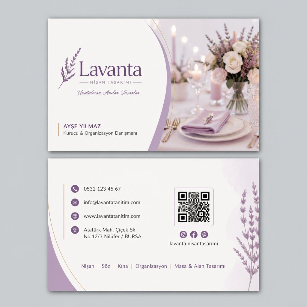 Lavanta Nişan Tasarımı Düğün Organizasyon Kartvizit Tasarımı 1 Lavanta Nişan Tasarımı Düğün Organizasyon Kartvizit Tasarımı