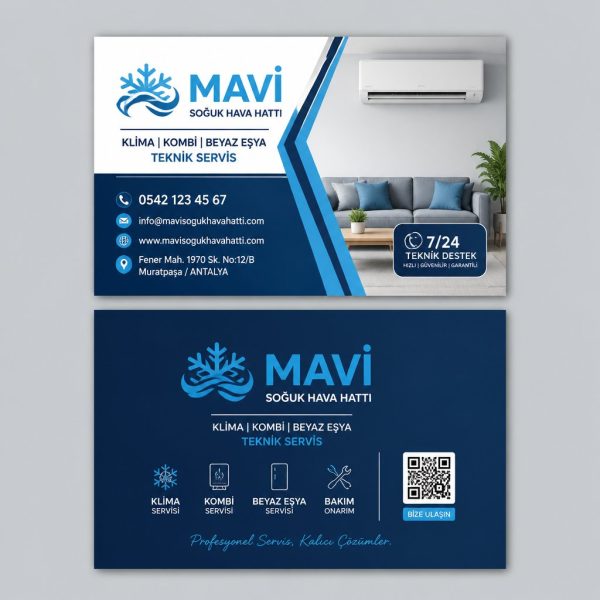 Mavi Soğuk Hava Hattı Klima Kombi Servisi Kartvizit Tasarımı