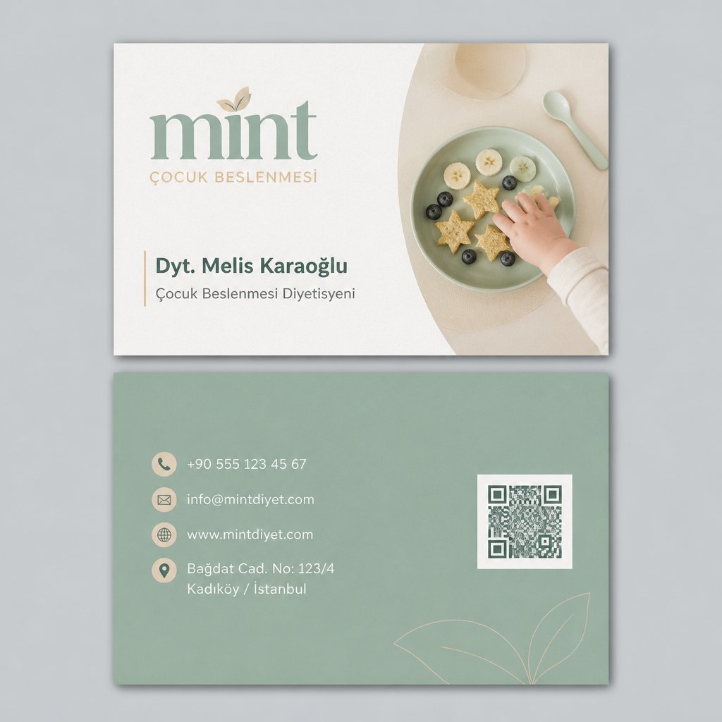 Mint Çocuk Beslenmesi Diyetisyen Kartvizit Tasarımı 1 Mint Çocuk Beslenmesi Diyetisyen Kartvizit Tasarımı