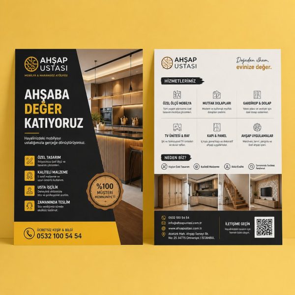 Mobilya Ve Marangoz AtöLyesi Hizmet Haritası Firmaya Özel Broşür Tasarımı
