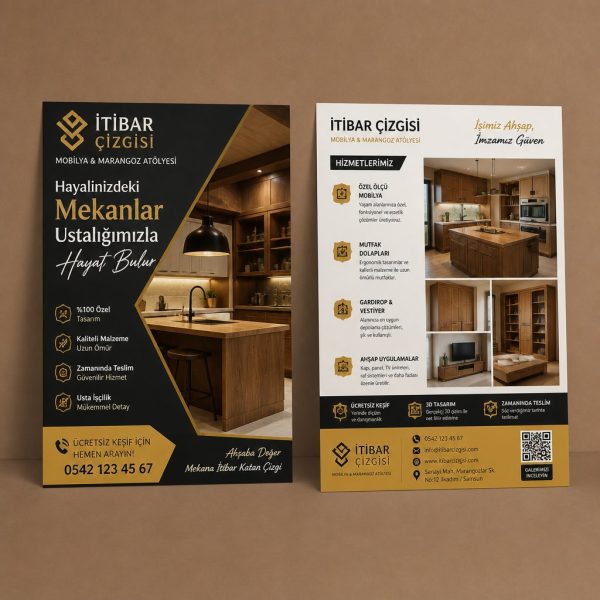 Mobilya Ve Marangoz AtöLyesi İtibar Çizgisi Firmaya Özel Broşür Tasarımı