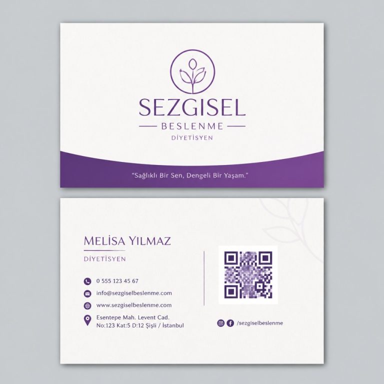 Mor Sezgisel Beslenme Diyetisyen Kartvizit Tasarımı