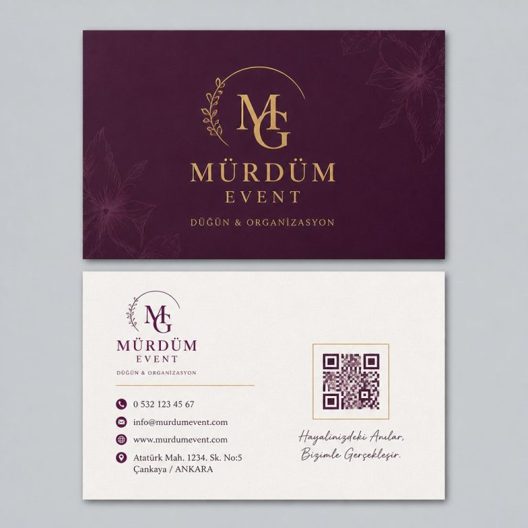 Mürdüm CMYK Gold Event Düğün Organizasyon Kartvizit Tasarımı