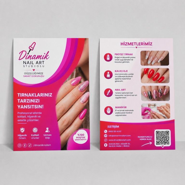 Nail Art StüDyosu Dinamik Şerit Firmaya Özel Broşür Tasarımı