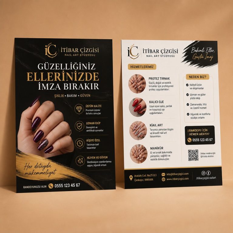 Nail Art StüDyosu İtibar Çizgisi Firmaya Özel Broşür Tasarımı