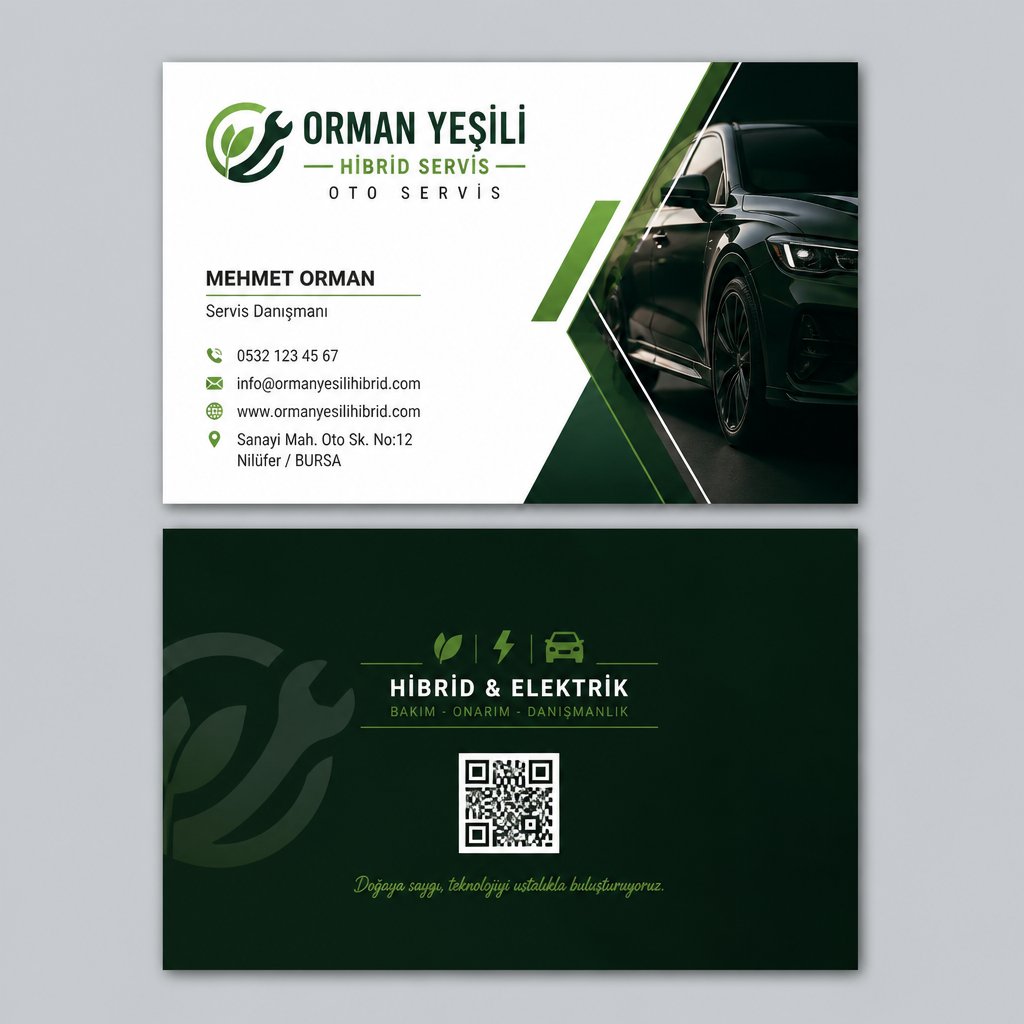 Orman Yeşili Hibrit Servis Oto Servis Kartvizit Tasarımı 1 Orman Yeşili Hibrit Servis Oto Servis Kartvizit Tasarımı