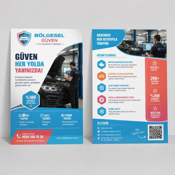 Oto Ekspertiz Merkezi Bölgesel Güven Firmaya Özel Broşür Tasarımı