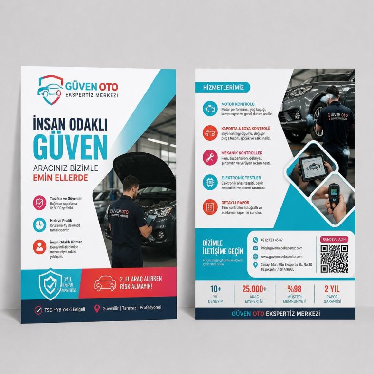 Oto Ekspertiz Merkezi İnsan Odaklı Güven Firmaya Özel Broşür Tasarımı