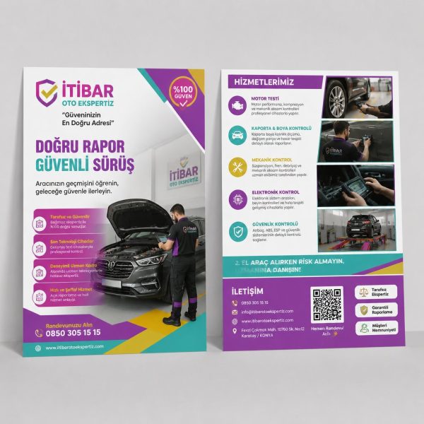 Oto Ekspertiz Merkezi İtibar Çizgisi Firmaya Özel Broşür Tasarımı