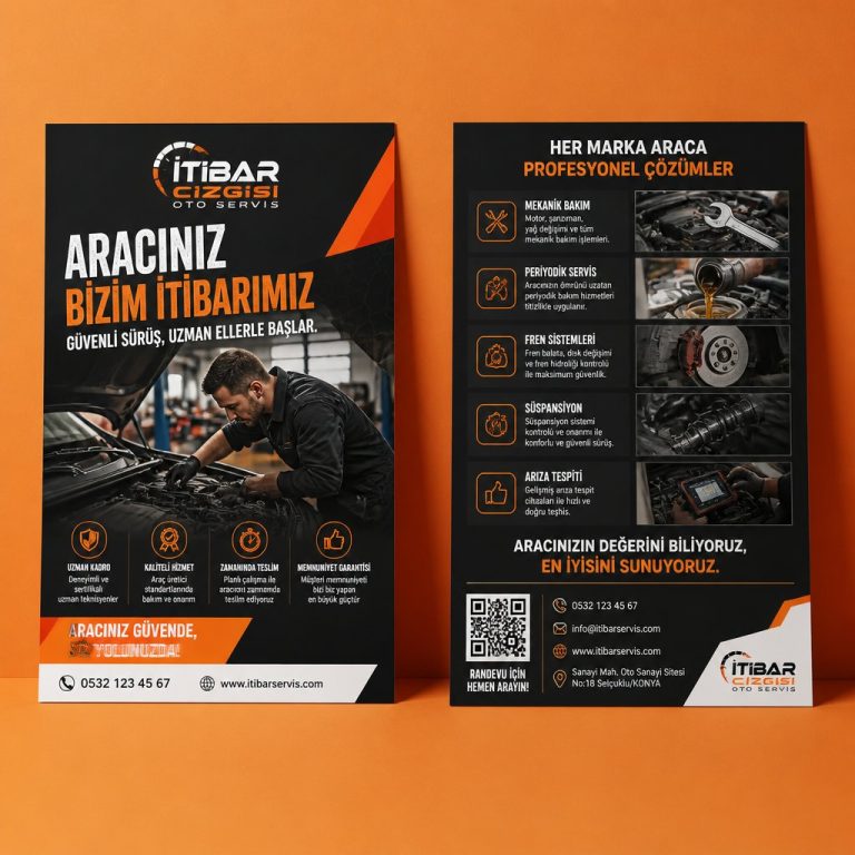 Oto Servis İtibar Çizgisi Firmaya Özel Broşür Tasarımı Oto Servis İtibar Çizgisi Firmaya Özel Broşür Tasarımı