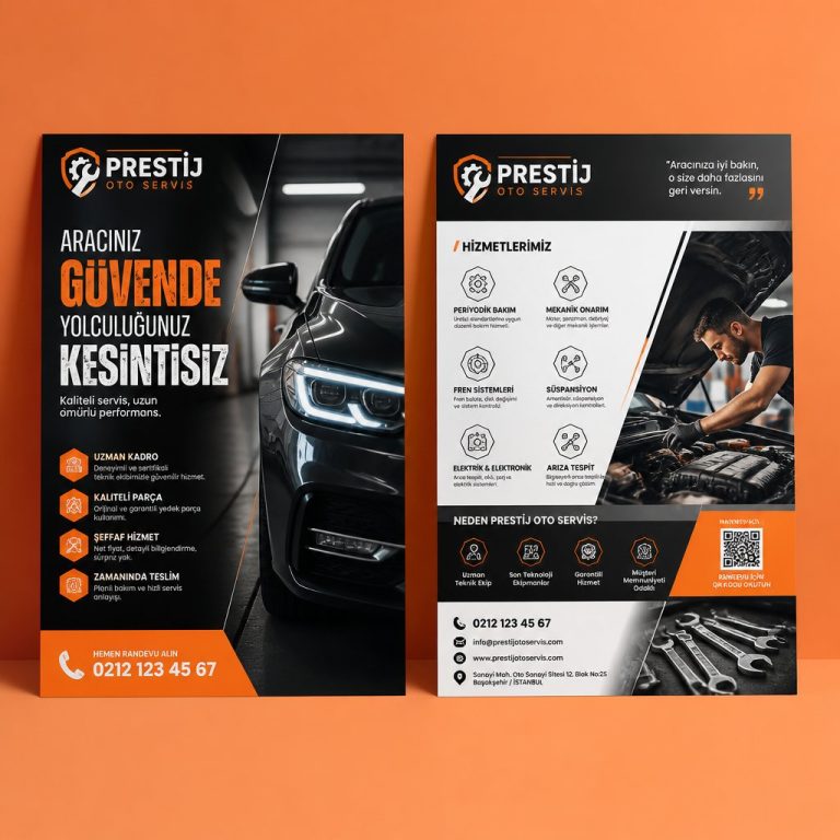 Oto Servis Sessiz Prestij Firmaya Özel Broşür Tasarımı