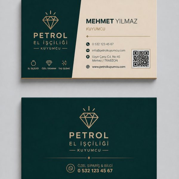 Petrol El İşçiliği Kuyumcu Kartvizit Tasarımı