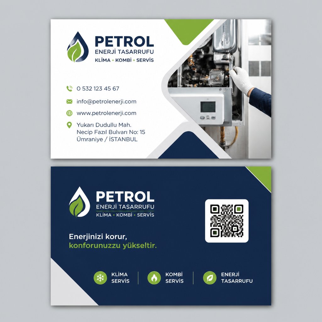 Petrol Enerji Tasarrufu Klima Kombi Servisi Kartvizit Tasarımı 1 Petrol Enerji Tasarrufu Klima Kombi Servisi Kartvizit Tasarımı