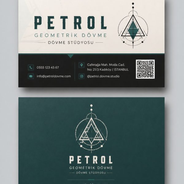 Petrol Geometrik Dövme Dövme Stüdyosu Kartvizit Tasarımı