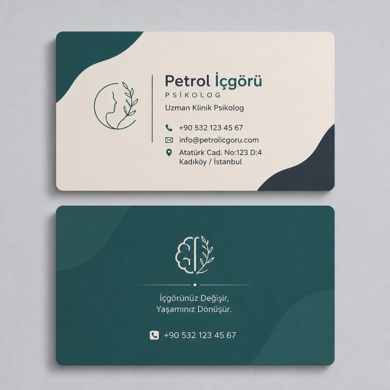 Petrol İçgörü Çizgisi Psikolog Kartvizit Tasarımı