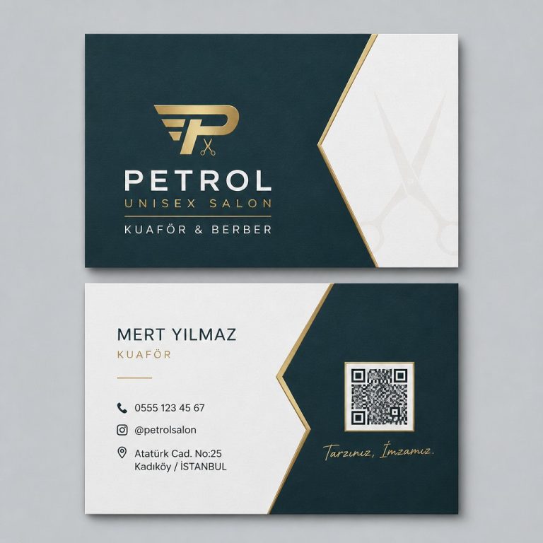 Petrol Unisex Salon Kuaför Berber Kartvizit Tasarımı Petrol Unisex Salon Kuaför Berber Kartvizit Tasarımı
