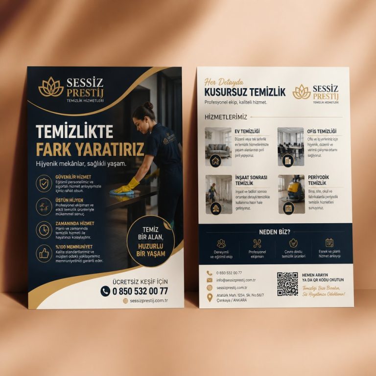 Profesyonel Temizlik Firması Sessiz Prestij Firmaya Özel Broşür Tasarımı Profesyonel Temizlik Firması Sessiz Prestij Firmaya Özel Broşür Tasarımı