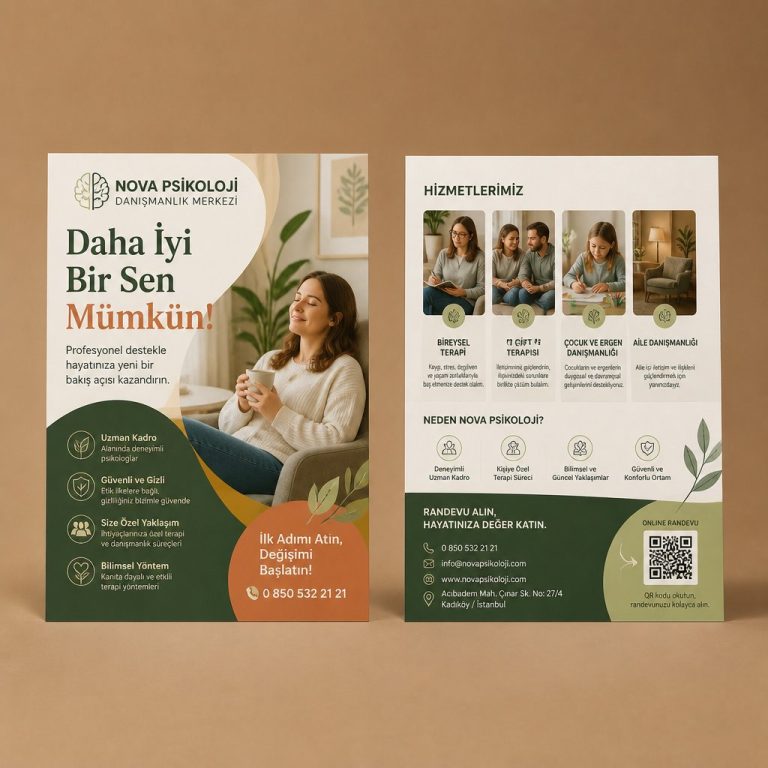 Psikolojik DanışManlıK Merkezi Editoryal Vitrin Firmaya Özel Broşür Tasarımı