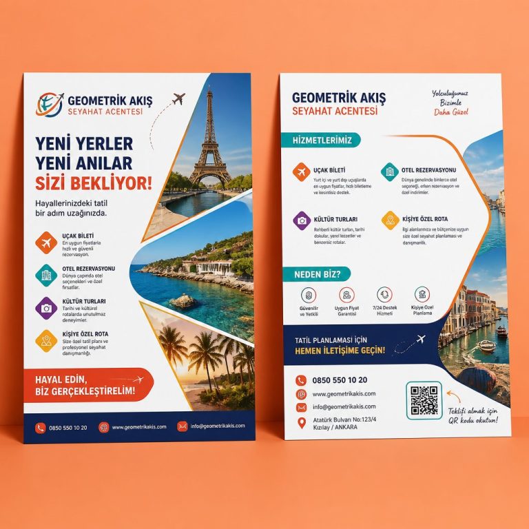 Seyahat Acentesi Geometrik Akış Firmaya Özel Broşür Tasarımı Seyahat Acentesi Geometrik Akış Firmaya Özel Broşür Tasarımı