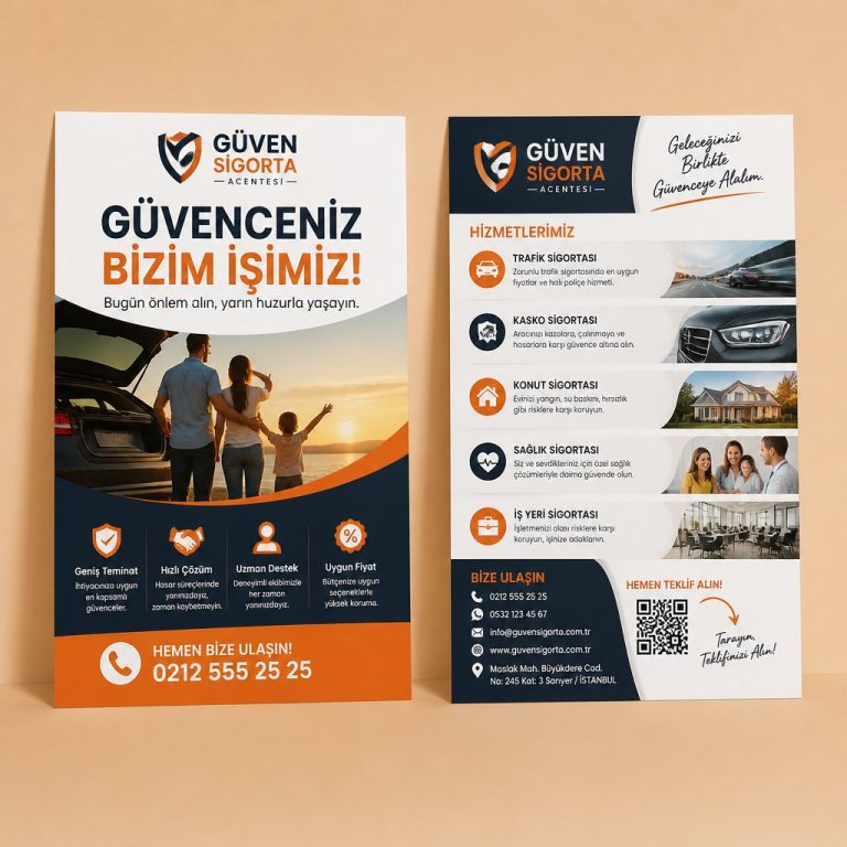 Sigorta Acentesi Dinamik Şerit Firmaya Özel Broşür Tasarımı