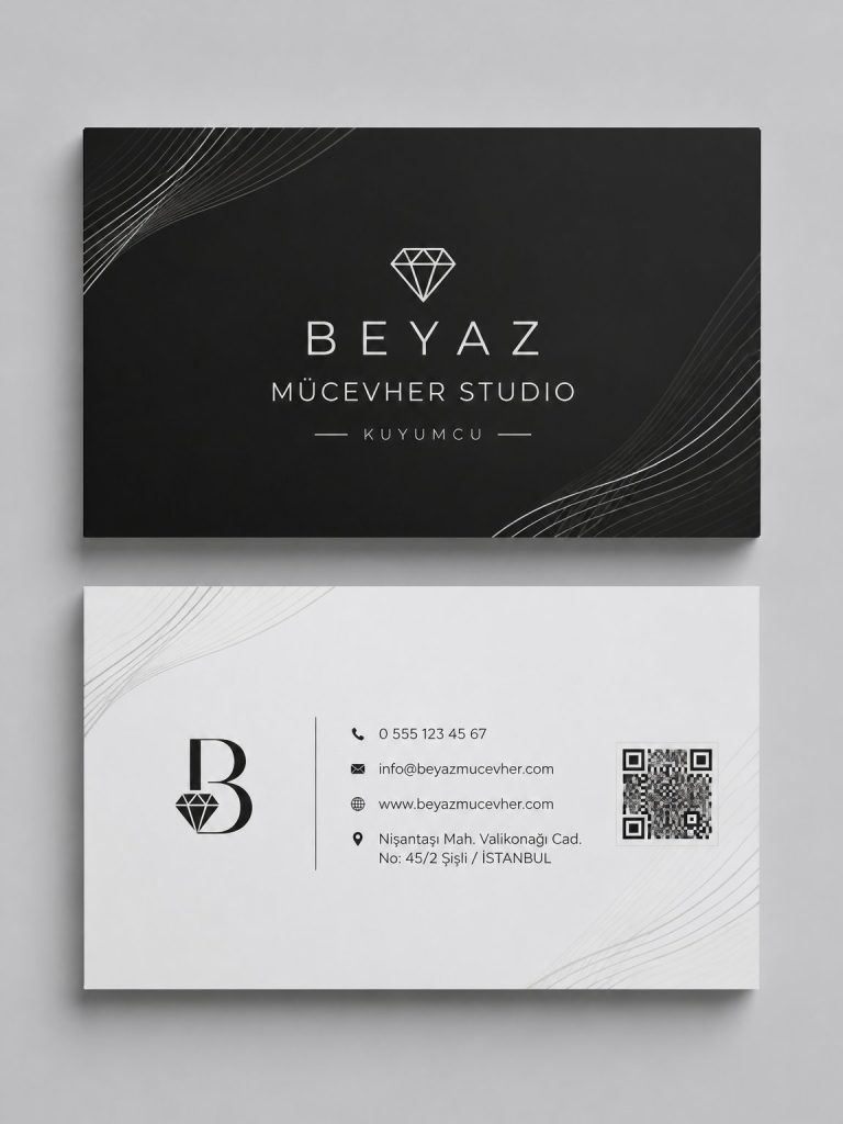 Siyah Beyaz Mücevher Studio Kuyumcu Kartvizit Tasarımı Siyah Beyaz Mücevher Studio Kuyumcu Kartvizit Tasarımı