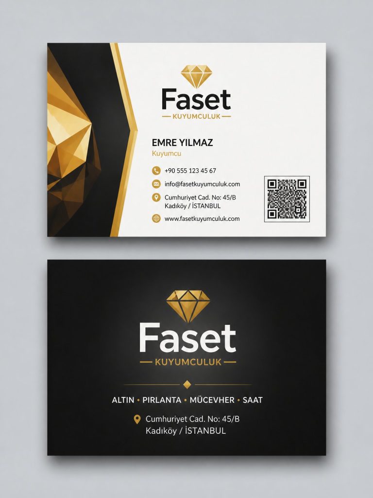 Siyah CMYK Altın Faset Kuyumcu Kartvizit Tasarımı Siyah CMYK Altın Faset Kuyumcu Kartvizit Tasarımı