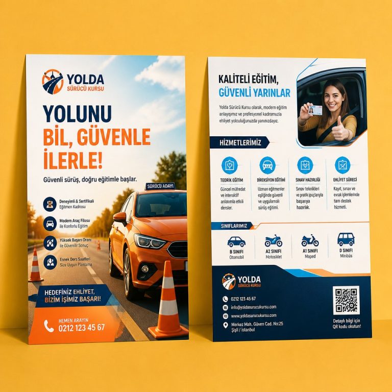 SüRüCü Kursu Editoryal Vitrin Firmaya Özel Broşür Tasarımı