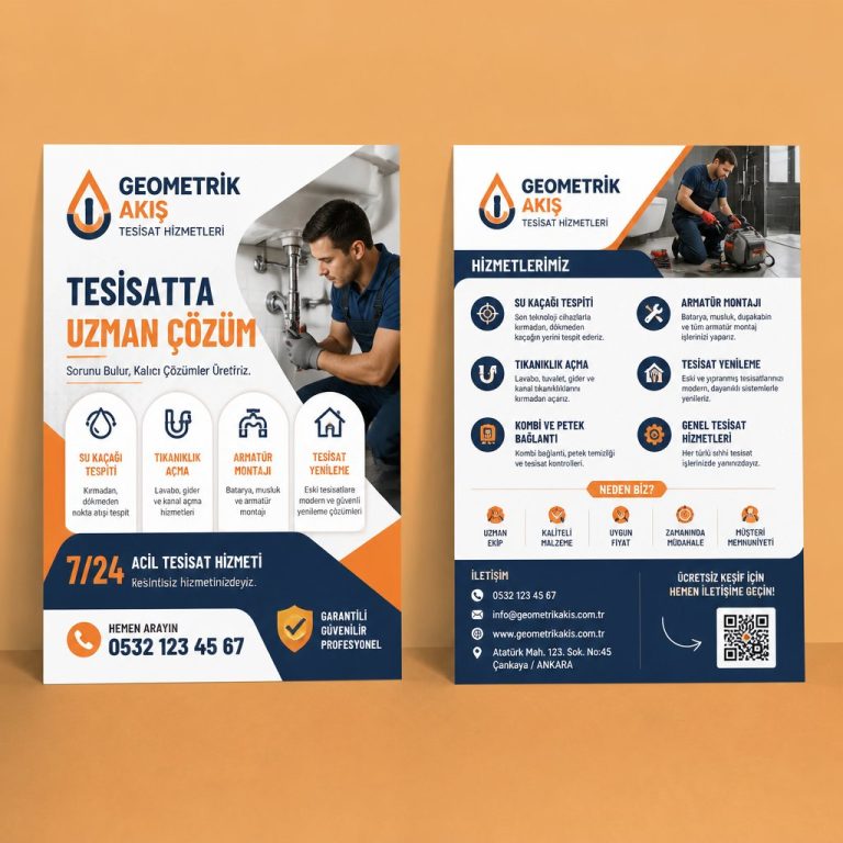 Tesisat Ustası Geometrik Akış Firmaya Özel Broşür Tasarımı
