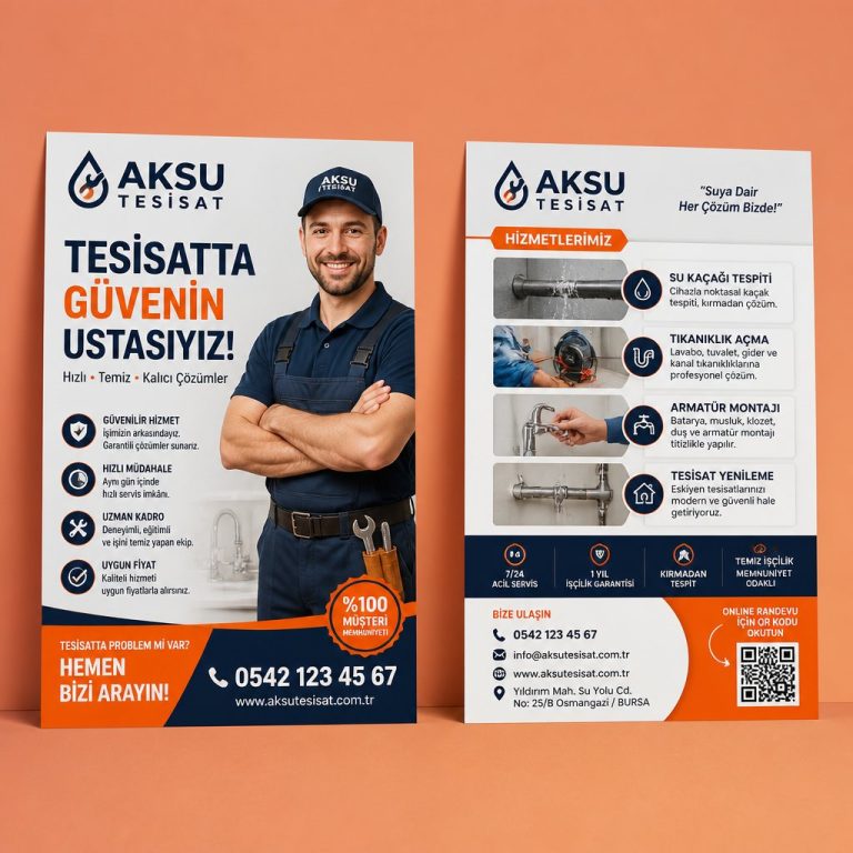Tesisat Ustası İnsan Odaklı Güven Firmaya Özel Broşür Tasarımı Tesisat Ustası İnsan Odaklı Güven Firmaya Özel Broşür Tasarımı