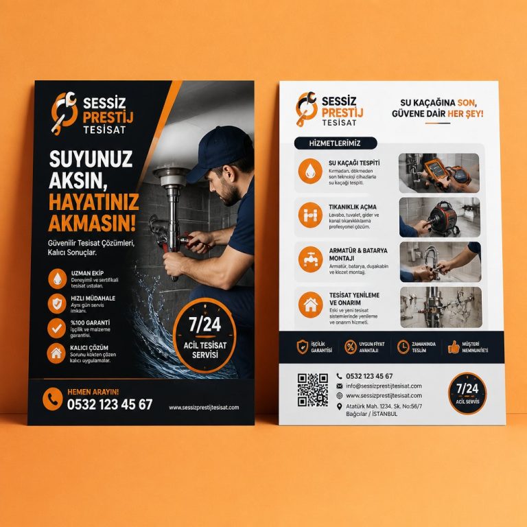 Tesisat Ustası Sessiz Prestij Firmaya Özel Broşür Tasarımı Tesisat Ustası Sessiz Prestij Firmaya Özel Broşür Tasarımı