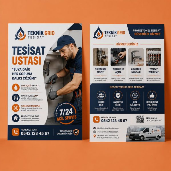Tesisat Ustası Teknik Grid Firmaya Özel Broşür Tasarımı