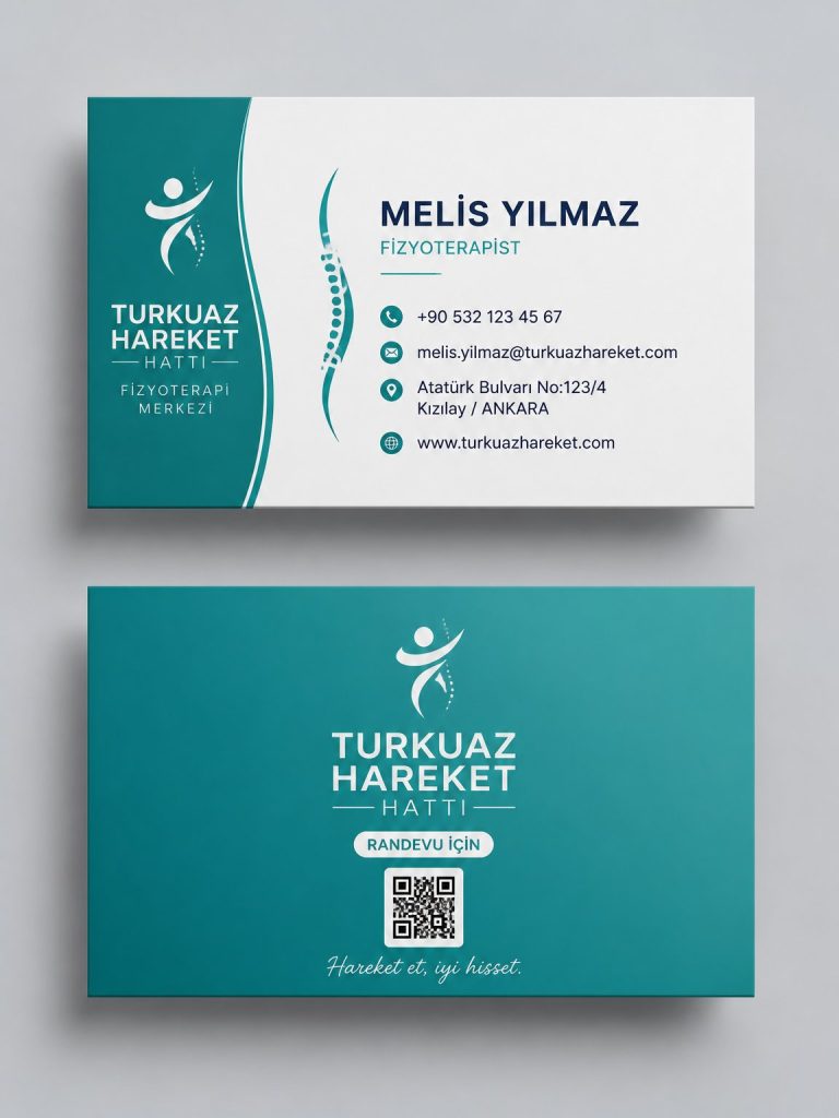 Turkuaz Hareket Hattı Fizyoterapist Kartvizit Tasarımı Turkuaz Hareket Hattı Fizyoterapist Kartvizit Tasarımı