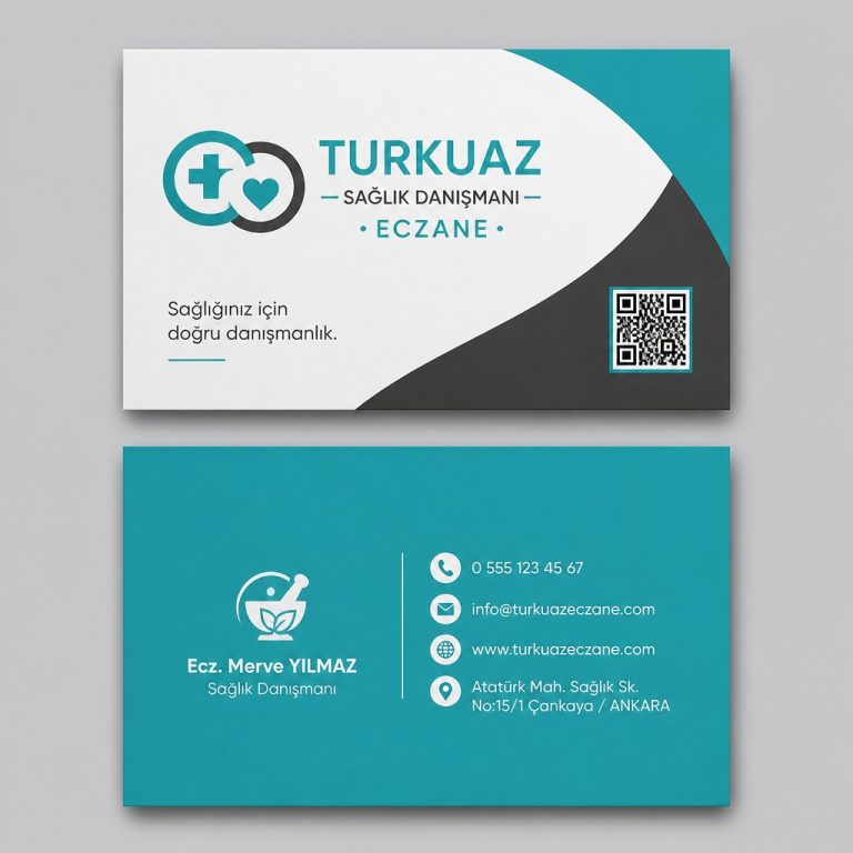 Turkuaz Sağlık Danışmanı Eczane Kartvizit Tasarımı Turkuaz Sağlık Danışmanı Eczane Kartvizit Tasarımı
