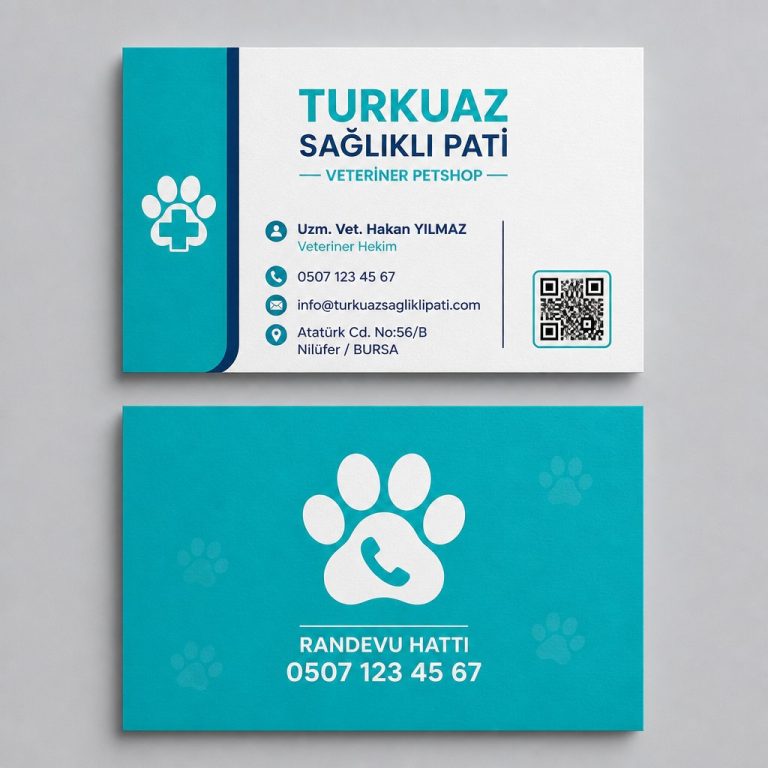 Turkuaz Sağlıklı Pati Veteriner Petshop Kartvizit Tasarımı Turkuaz Sağlıklı Pati Veteriner Petshop Kartvizit Tasarımı