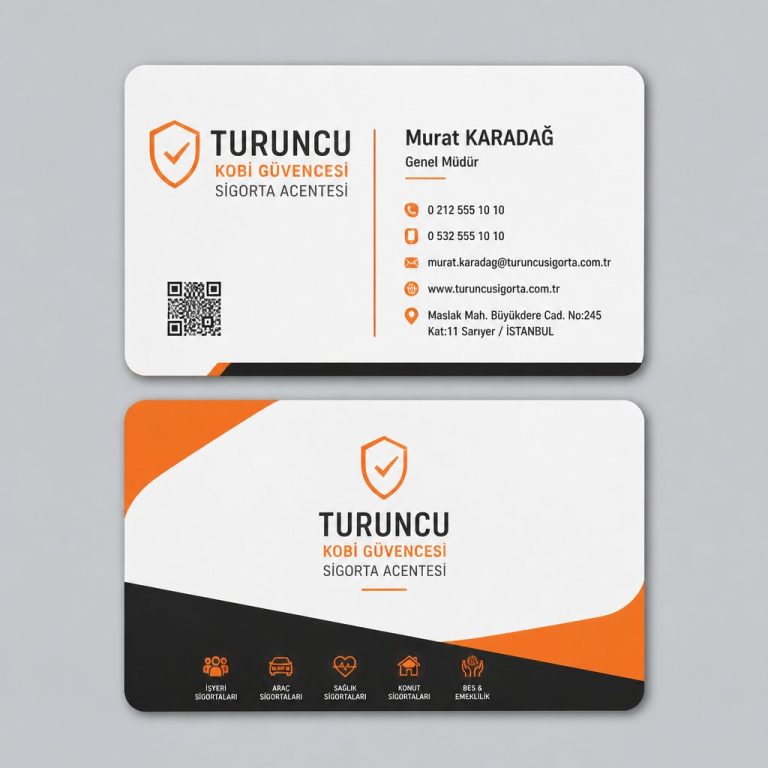 Turuncu KOBİ Güvencesi Sigorta Acentesi Kartvizit Tasarımı