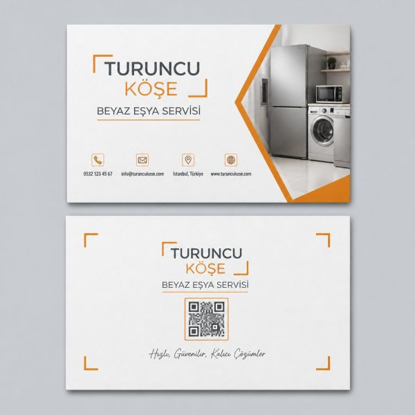 Turuncu Köşe Servis Beyaz Eşya Servisi Kartvizit Tasarımı