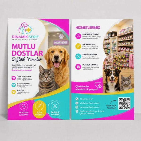 Veteriner Kliniğİ Ve Petshop Dinamik Şerit Firmaya Özel Broşür Tasarımı