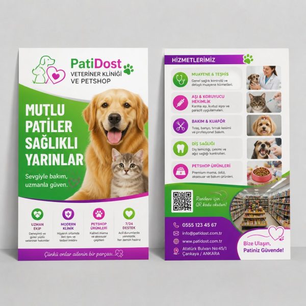 Veteriner Kliniğİ Ve Petshop Hizmet Haritası Firmaya Özel Broşür Tasarımı