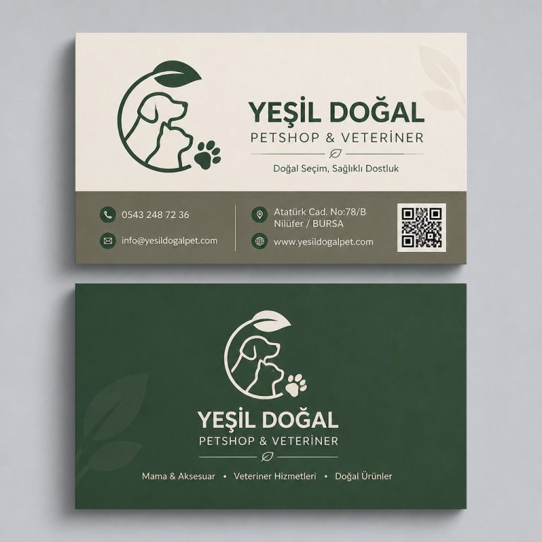 Yeşil Doğal Petshop Veteriner Petshop Kartvizit Tasarımı Yeşil Doğal Petshop Veteriner Petshop Kartvizit Tasarımı