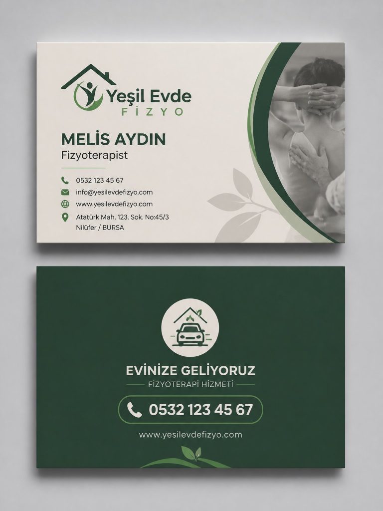 Yeşil Evde Fizyo Fizyoterapist Kartvizit Tasarımı