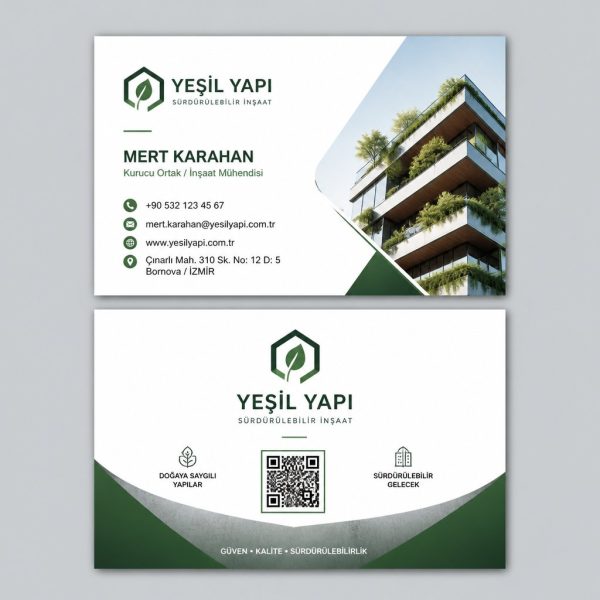 Yeşil Sürdürülebilir Yapı İnşaat Firması Kartvizit Tasarımı
